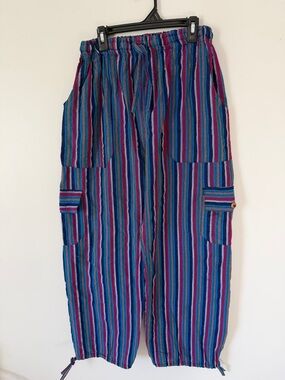 Multicolor Striped Boho Cargo Pants